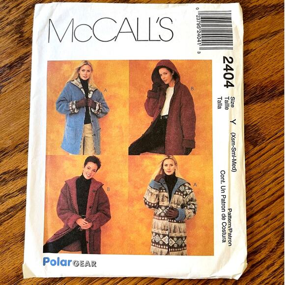 UNCUT Vintage 1990s McCalls 2404 Sewing Pattern Womens Sz XXS-M Reversible Coat - Picture 1 of 2